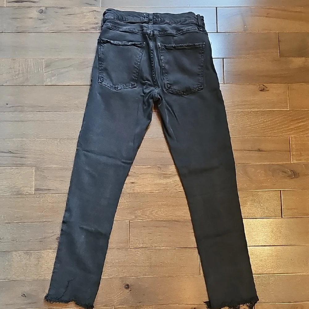 Agolde Distressed Chewed Hemline Toni Jeans, Mid-Rise, Black, Size 25
